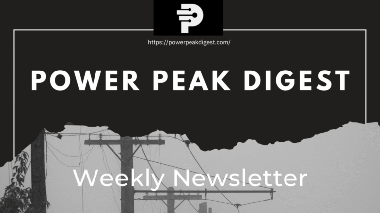 Power Peak Digest weekly newsletter banner featuring power lines and the Power Peak logo