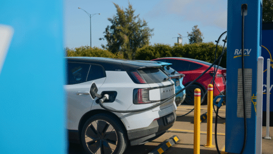 Electric car getting charged