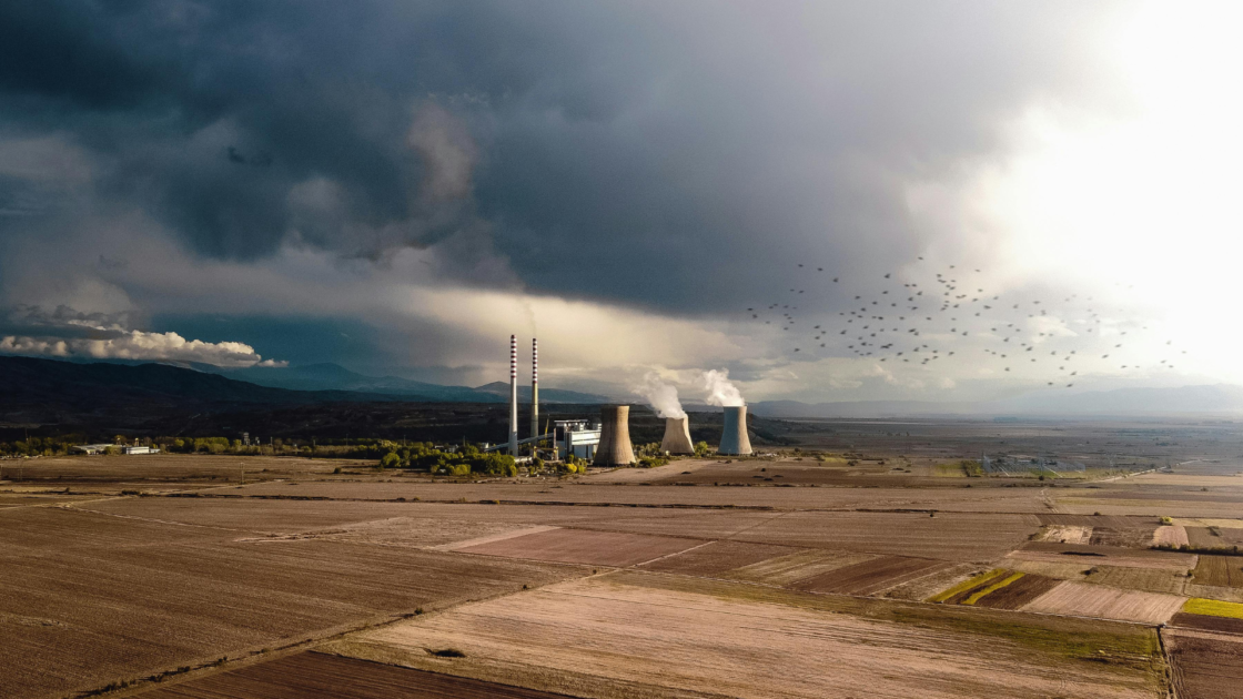 Aerial view of a thermal power plant