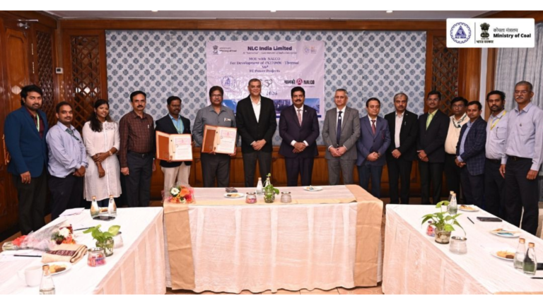 Officials of NLC India Limited and National Aluminium Company Limited at the MoU signing ceremony in Mahabalipuram on February 14, 2026, for joint development of 1200 MW thermal and renewable energy projects.