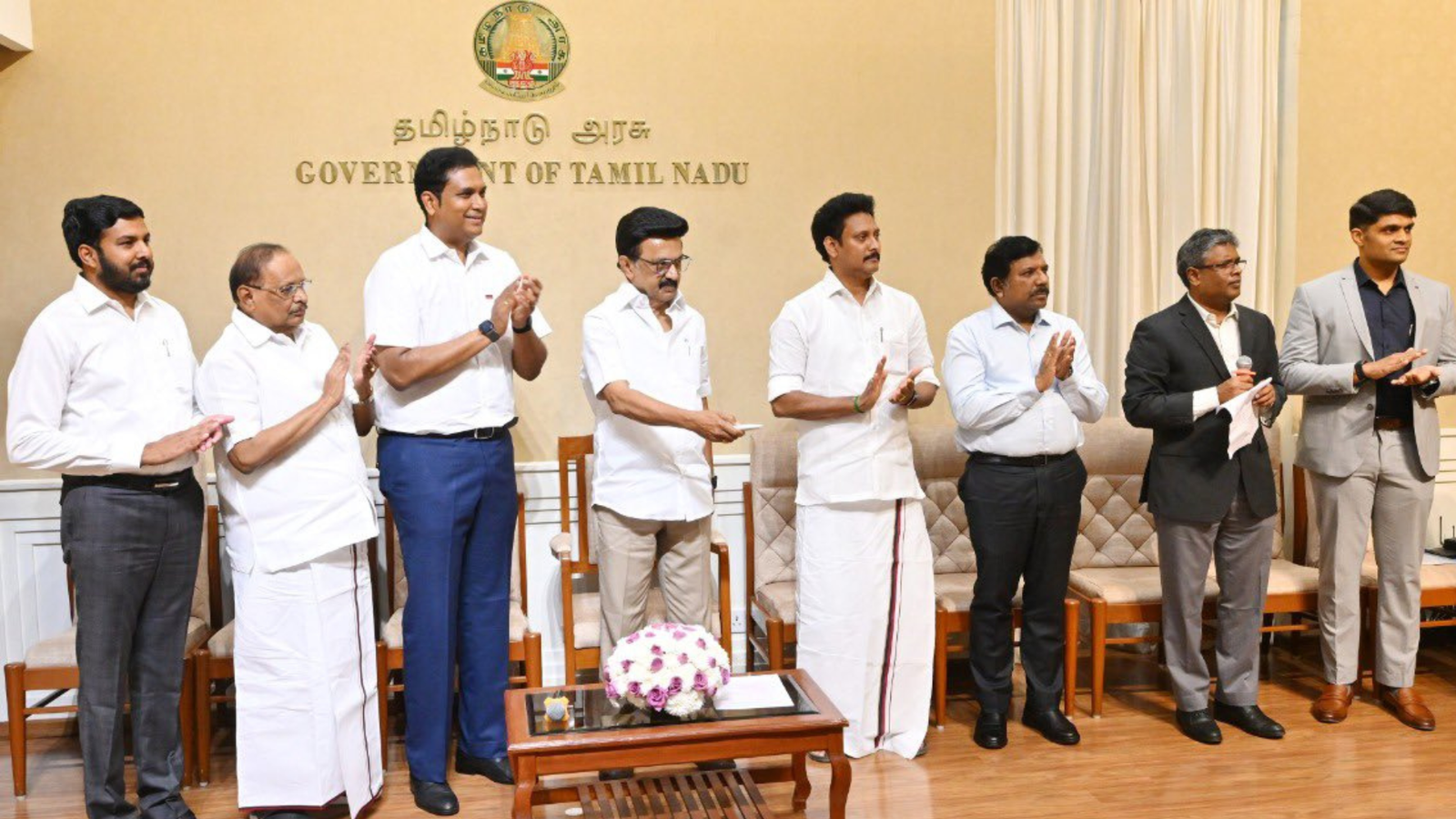 hief Minister MK Stalin unveiling the foundation plaque for the Ashok Leyland’s battery pack manufacturing facility in Tamil Nadu