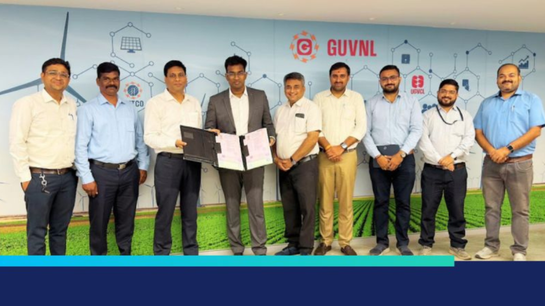 ENGIE India and Gujarat Urja Vikas Nigam Limited (GUVNL) officials during the signing of a power purchase agreement for a 280 MW/560 MWh battery energy storage system project in Gujarat.