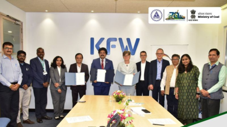 NLC India and KfW officials at loan signing for EUR 100 million solar and BESS financing agreement on April 20, 2026