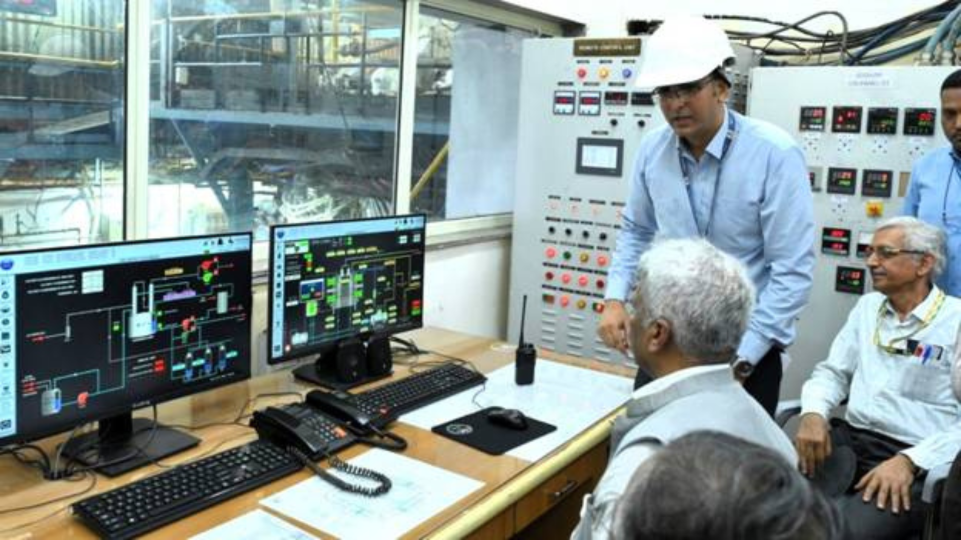 Department of Atomic Energy officials monitor control systems during the commissioning of the 24 kA Prototype Sodium Cell at the Heavy Water Board Facilities in Vadodara, Gujarat, on June 21, 2026.