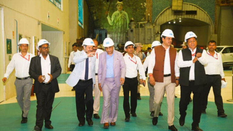 NHPC Chairman and senior officials inspect the Teesta-V Power Station powerhouse in Sikkim during restoration work following the restart of generating units.
