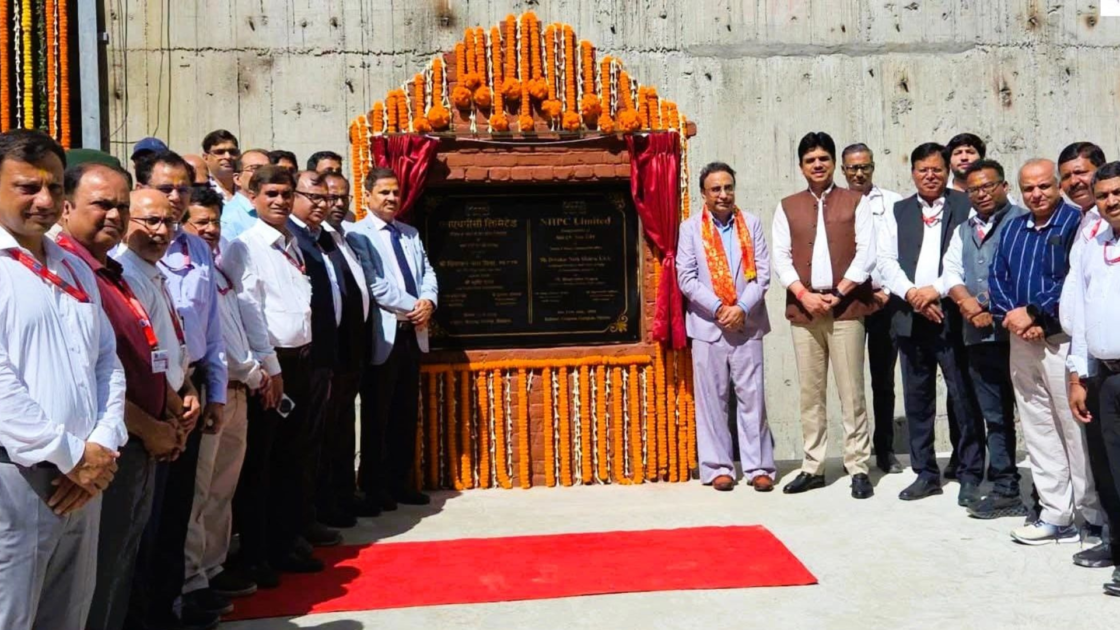 NHPC and Ministry of Power officials unveil the commemorative plaque during the inauguration of the new Gas Insulated Switchgear (GIS) facility at Teesta-V Power Station in Sikkim.