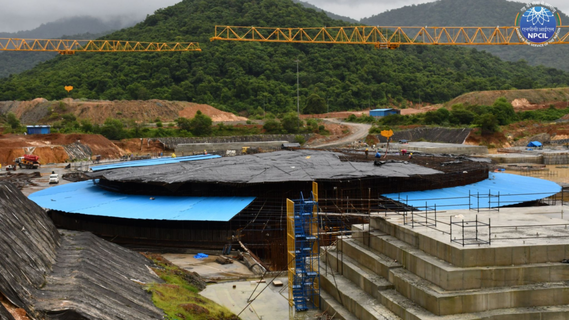 Construction of the reactor foundation at NPCIL's Kaiga Units 5 and 6 nuclear power project during the record 7,250 m³ continuous concrete pour